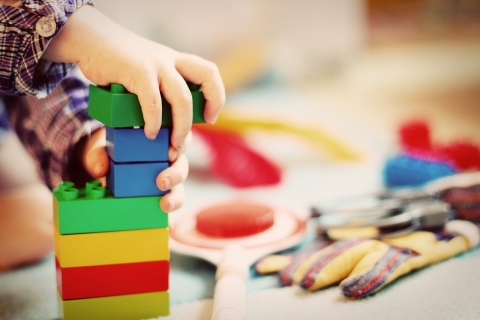 Kid using building blocks