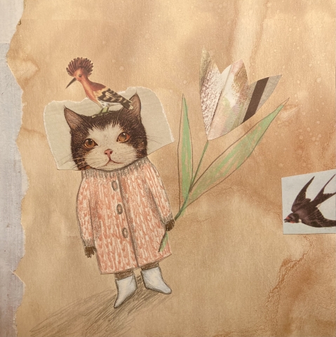 Collage/Drawing of Cat