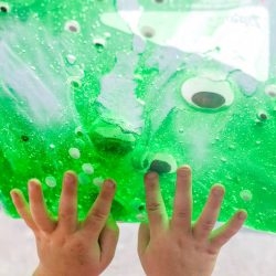 Sensory bag with green jello