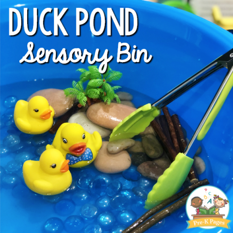 Duck Pond Sensory Bin by Pre-K Pages.com