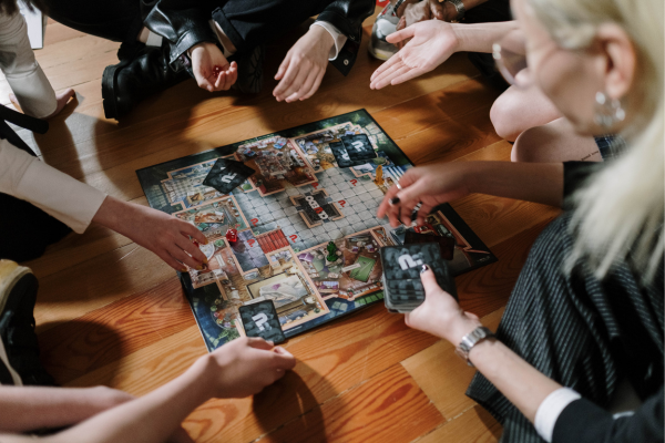 Kids playing board game