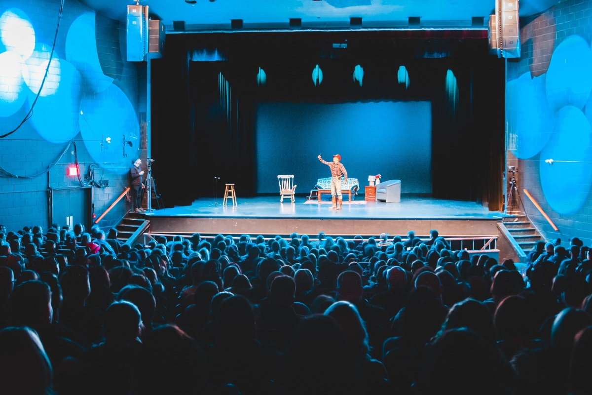 people watching a play